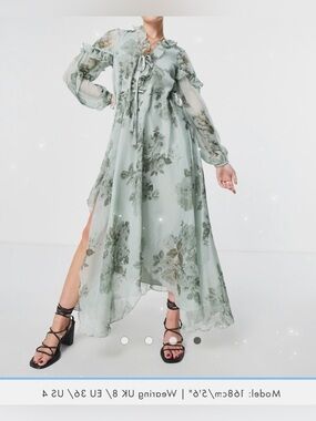 ASOS DESIGN Ruffle Detail Plunge Midi Dress